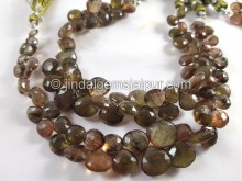 Green Andalusite Far Faceted Heart Beads
